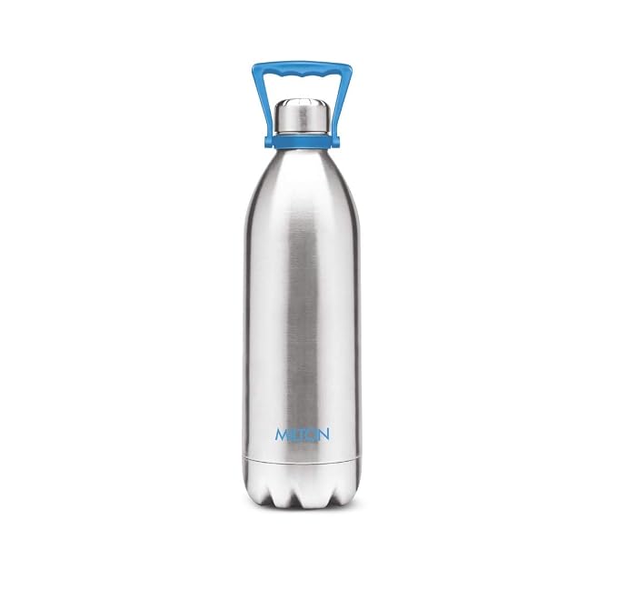 Milton Duo DLX 2000 Thermosteel Bottle, 1860 ml Water Bottles, 24 Hours Hot and Cold, Easy to Carry, Easy Grip, Rust Proof, Tea, Coffee, Office, Travel Bottle, Silver
