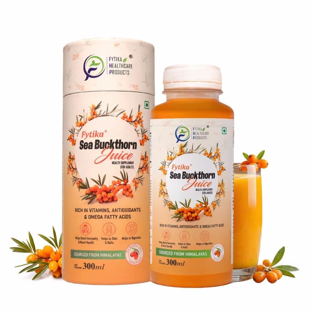 Fytika Sea Buckthorn Juice – 300 ML (PACK OF 1) | Pulp Concentrate Made for Your Total Body Care & Wellness | Rich in Vitamin C, Omega 3, 6, 7, 9 & Antioxidants | For Men & Women
