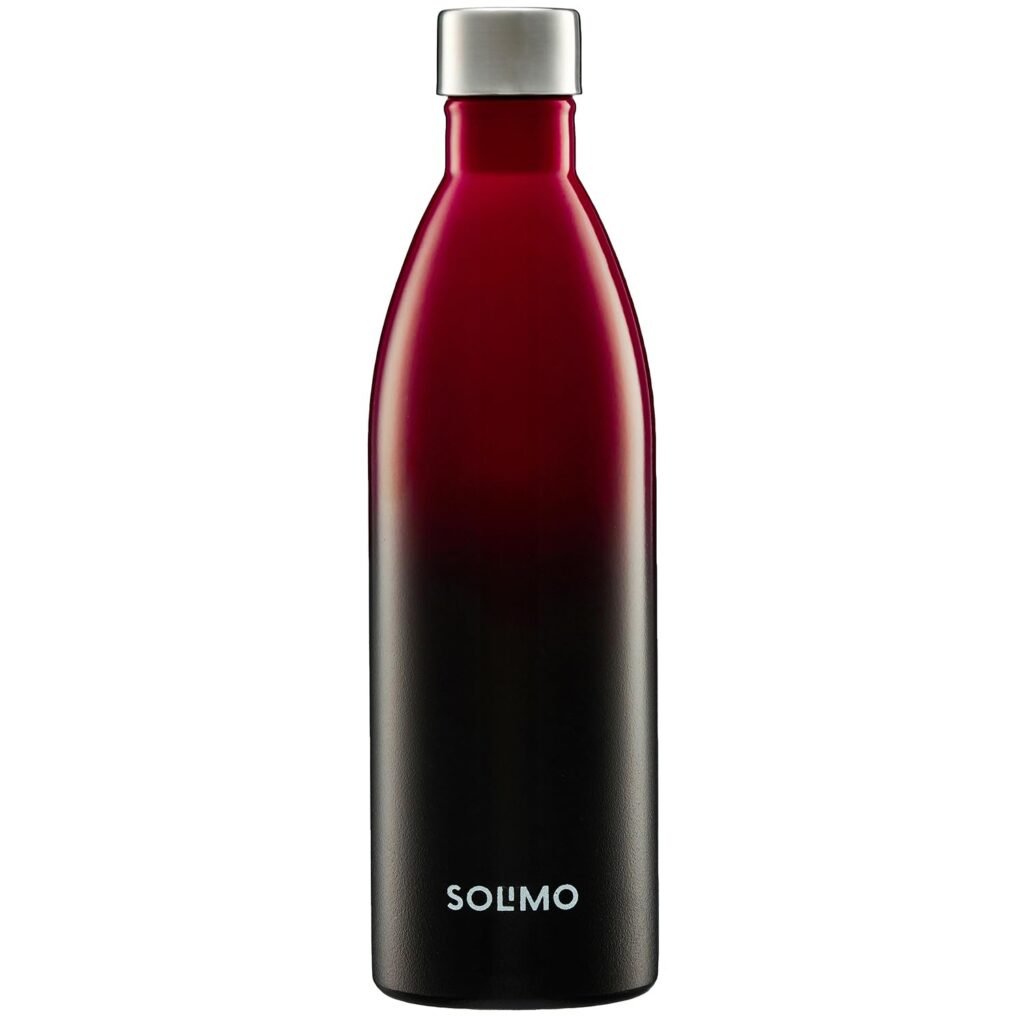 Amazon Brand – Solimo 1000ml Stainless Steel Vacuum Insulated Bottle | Double-Wall Insulation, Leak-Proof, 24 Hours Hot and Cold | for Work, Home, Commute and Travel | Red & Black